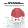 A pink U-shaped oral brush head with 45 degree outer bristles, 90 degree bottom bristles, and 135 degree lining bristles show