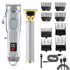 A professional electric hair clipper and trimmer set with various attachments and accessories.