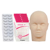 A set of 70 pairs of realistic silicone eyelash extension practice stickers displayed next to a mannequin head.