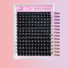 A display of various lengths of black mink eyelash extensions for DIY lash applications.
