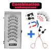 Magnetic false eyelash set with individual lashes and a tool for application