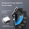 Close-up of a moving knife hair trimmer showing four gear adjustments for easy hair styling