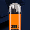 An orange professional USB nose hair trimmer with a clear casing and digital display.