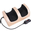 A beige heated shiatsu foot massager with a black pad and power cord.