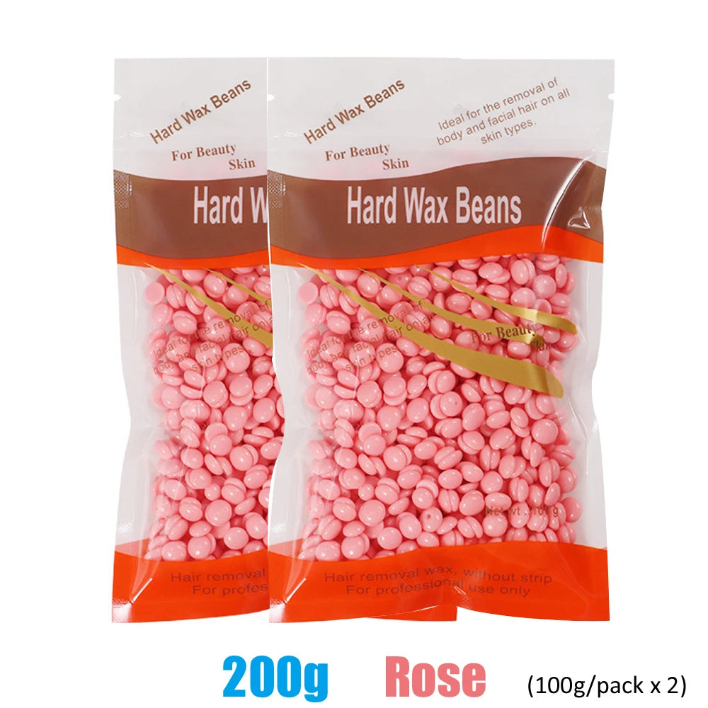 A package of Hard Wax Beans in a pink color for beauty skin hair removal