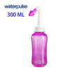 A purple waterpulse nasal irrigation bottle with a white nozzle and cap.
