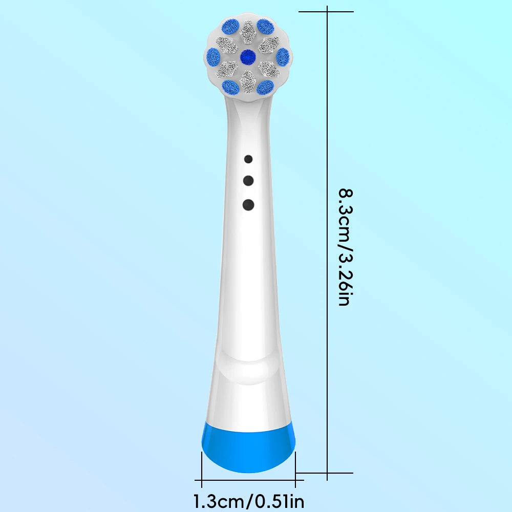 Cabezal de cepillo de reemplazo blanco para cepillo de dientes Oral-B iO, mostrado con dimensiones.