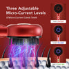 A red electric scalp massage comb with three adjustable micro-current levels and LED lights