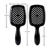 Black anti-static air cushion hair comb and scalp massager with a wide comb head and ergonomic handle
