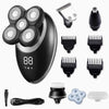 A set of precision rotary electric shavers and trimming attachments for men and beard grooming.