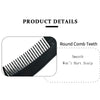 A black portable mini pocket beard comb showing round teeth for smooth facial hair styling.