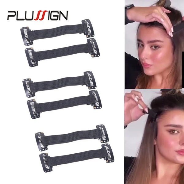 Black facial lifting band with adjustable straps being worn on a woman's face.