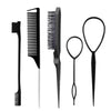 A set of black hair styling combs and brushes for voluminous looks.