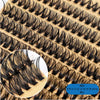 Close-up view of DIY fan-shaped mink cluster lashes in various sizes and mixes arranged on a grid.