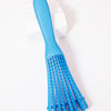 A bright blue adjustable detangling hair brush is shown against a white background.