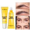Yellow Peicen Eyebrow Gel product shown with before and after results for eyebrow definition.