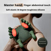 Eine Hand massiert den Hals mit einem weichen elastischen Silikon-Finger-Bauchmassierer.