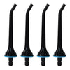 Four black replacement tips for a water flosser oral irrigator