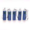 Set of blue nasal inhaler keychains with silver clasps and attached chains