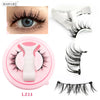 A set of magnetic mink false eyelashes shown in various applications and packaging.