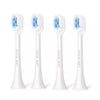 Three white precision replacement brush heads for sonic toothbrushes with blue bristles