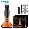 VGR V-889T cordless professional hair trimmer in orange and black with accessories