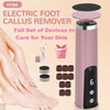 A pink electric foot callus remover device and accessories shown next to a person's foot.