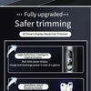 A close-up view of an A5 Smart Display Nasal Hair Trimmer showing features like a digital display and a stainless steel float