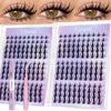 A close-up of DIY eyelash clusters for volume and definition showing various lash styles and lengths.