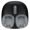 Black shiatsu foot massager with heat roller featuring two padded foot cups and a control panel