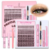 A box and display of SexySheep DIY Eyelash Cluster Kit for realistic lashes featuring various lash types and tools.