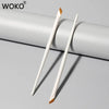 A set of precision eyeliner application brushes shown against a light gray background.