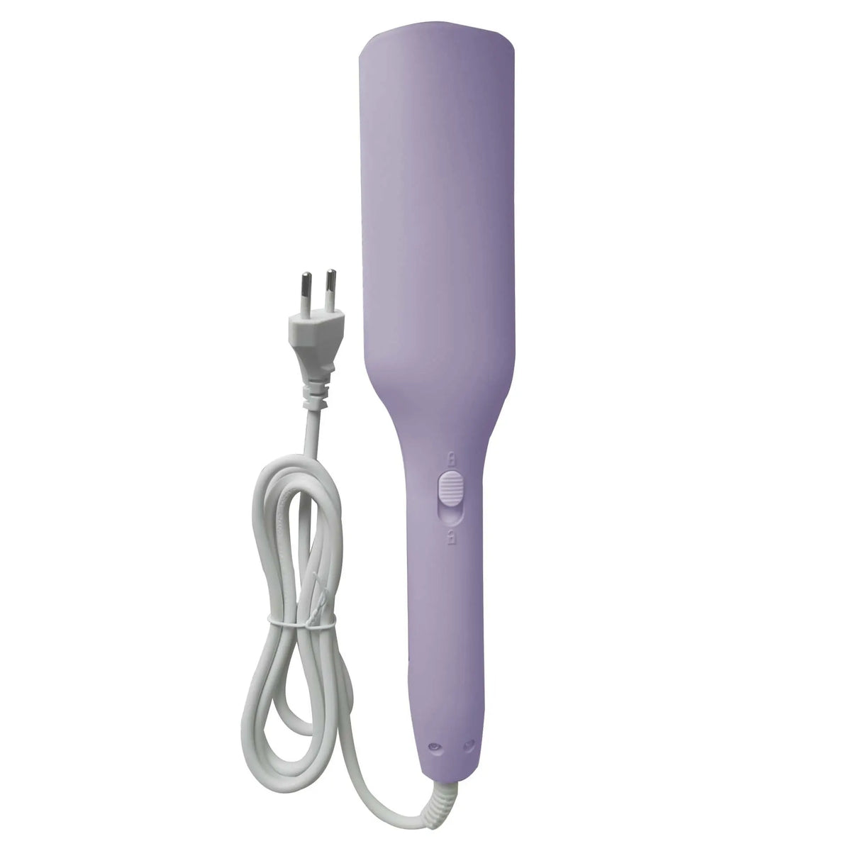 A purple professional electric curling iron with a cord and heating element.