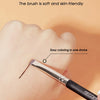 A hand holds a precision makeup brush set for eyes and brows, demonstrating easy coloring in one stroke.