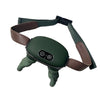 A professional wireless neck and shoulder massager with dark green body and brown straps.