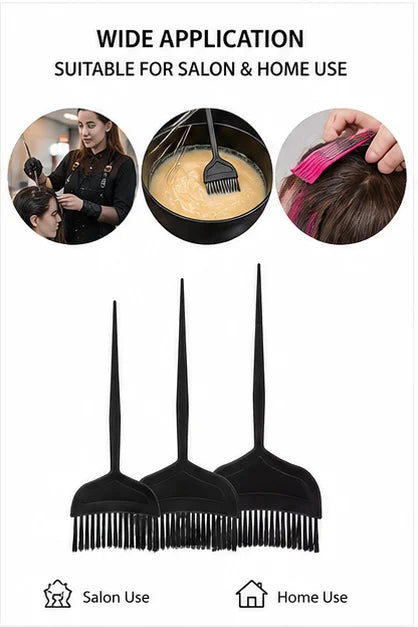Un set de pinceaux pour appliquer de la teinture capillaire noire, utilisés pour les salons et la maison.