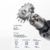 A close-up view of a professional high-speed hair dryer showing its powerful airflow, motor speed, and usage time for differe