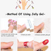 Instructions for using a handmade French manicure set including nail file, hand cream, and jelly gel.