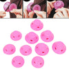 A set of pink heatless silicone curling hair tools shown in various angles and individual pieces.