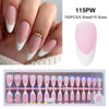 A set of 15 pink false fingernail tips and a white electric nail drill are displayed.