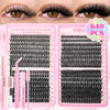 Pink box of DIY eyelash extension kit with bond remover showing lash styles and tools