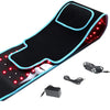 Schwarzer Lichttherapiegurt mit blauem Zierrand und eingebetteten roten Infrarot-LEDs.