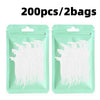 200 pieces of white reusable dental floss picks packaged in two bags