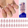 A package of soft gel tips for artificial fingernails in a standard size with pink nails shown on hands.
