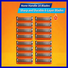 A set of sixteen sharp and durable six-layer blades for a precision safety razor.
