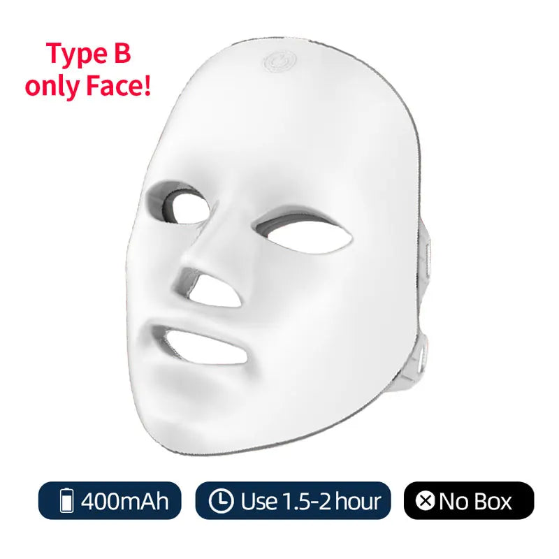 Weiße Gesichtsmaske zur Verjüngung mit 400mAh Akku, für 1,5-2 Stunden verwendet, ohne Verpackung.