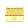 A gold-colored precision electric hair trimmer featuring a comb-like cutting head.