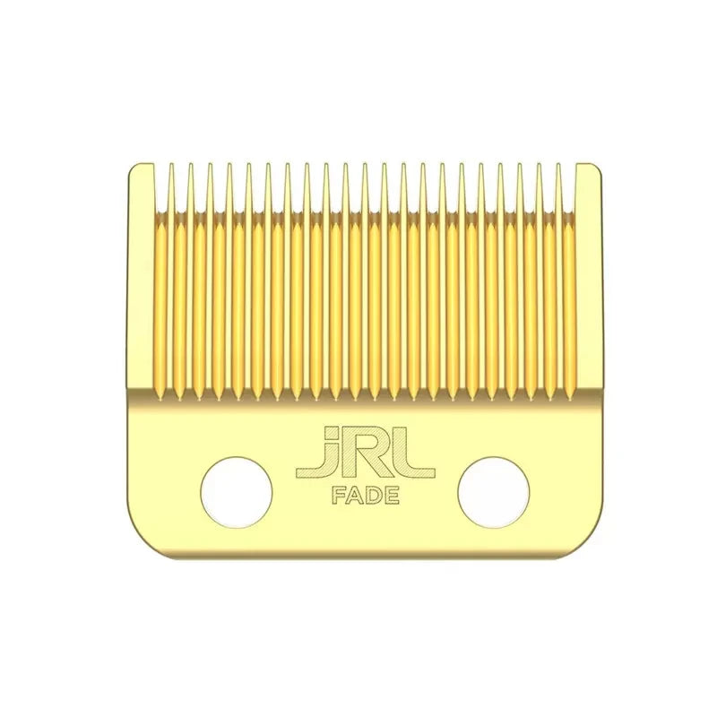 A gold-colored precision electric hair trimmer featuring a comb-like cutting head.