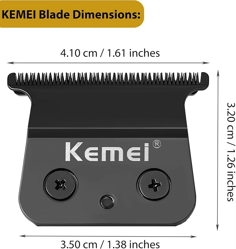 Black Kemei replacement blade with dimensions 4.10 cm by 3.20 cm.