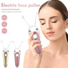 A woman is using an electric face puller device to remove facial hair.
